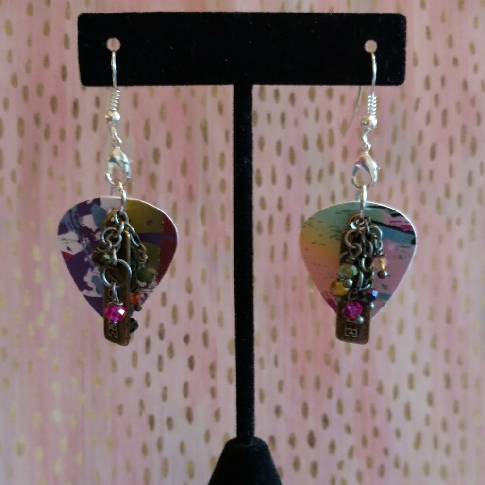 Handmade guitar pick earrings